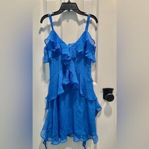 Cute Vibrant Ruffled Blue Dress